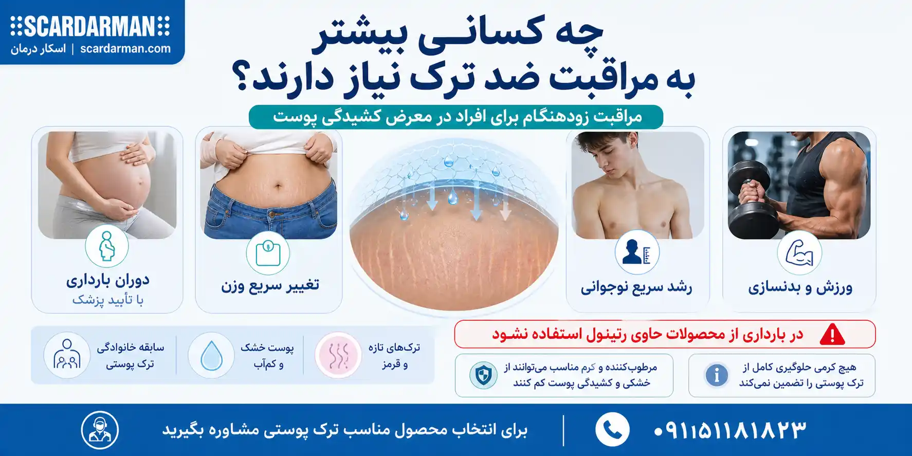 افراد نیازمند مراقبت با کرم ضد ترک در بارداری، تغییر وزن و رشد سریع